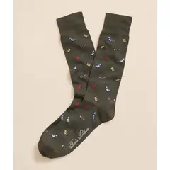 BROOKS BROTHERS - Calcetines Hombre Cotton Blend Bird Motif Verde