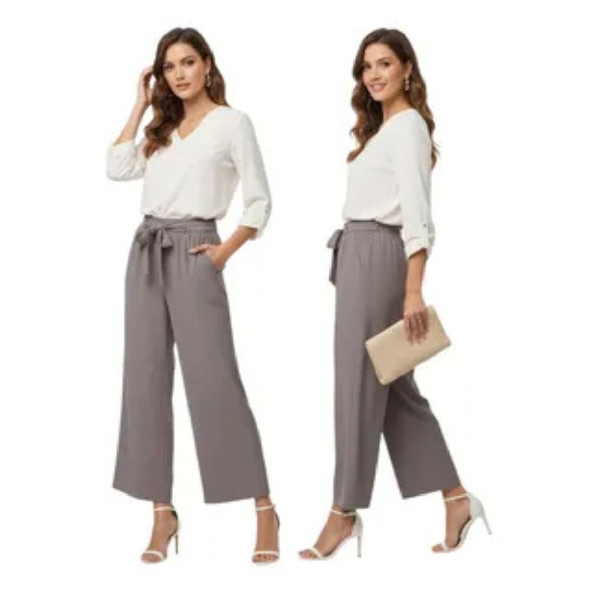 LOOK SHOP - Pantalón Palazzo Casual Sueltos. Pierna Ancha Recta. Verano 461
