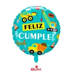 GENERICO - Globo metalico autos de construccion 45cm