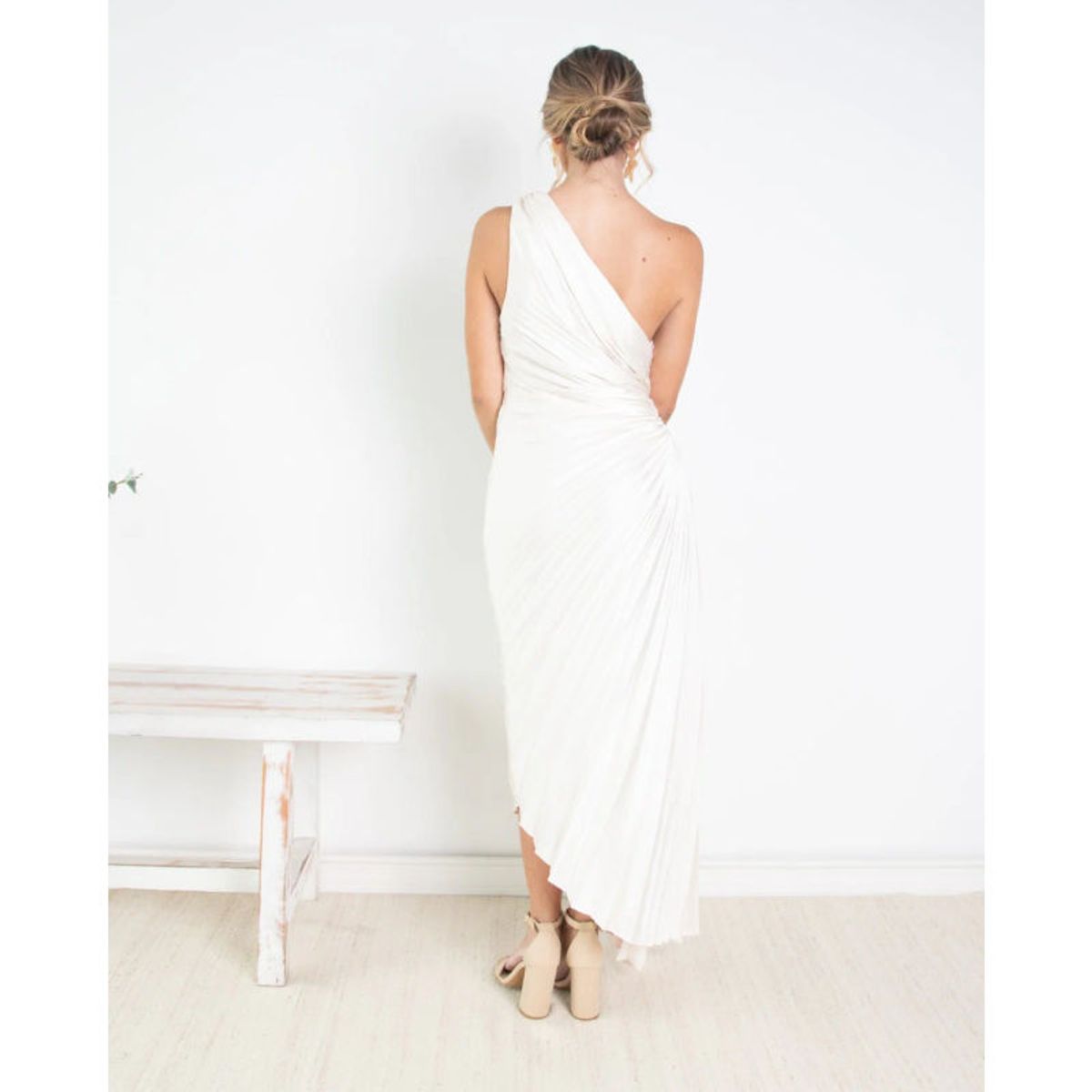 MI PLACARD - Vestido Largo Lucía un Hombro Perla