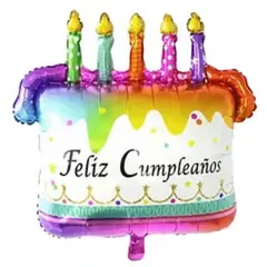 GENERICO - Globo metálico feliz cumpleaños velas coloridas