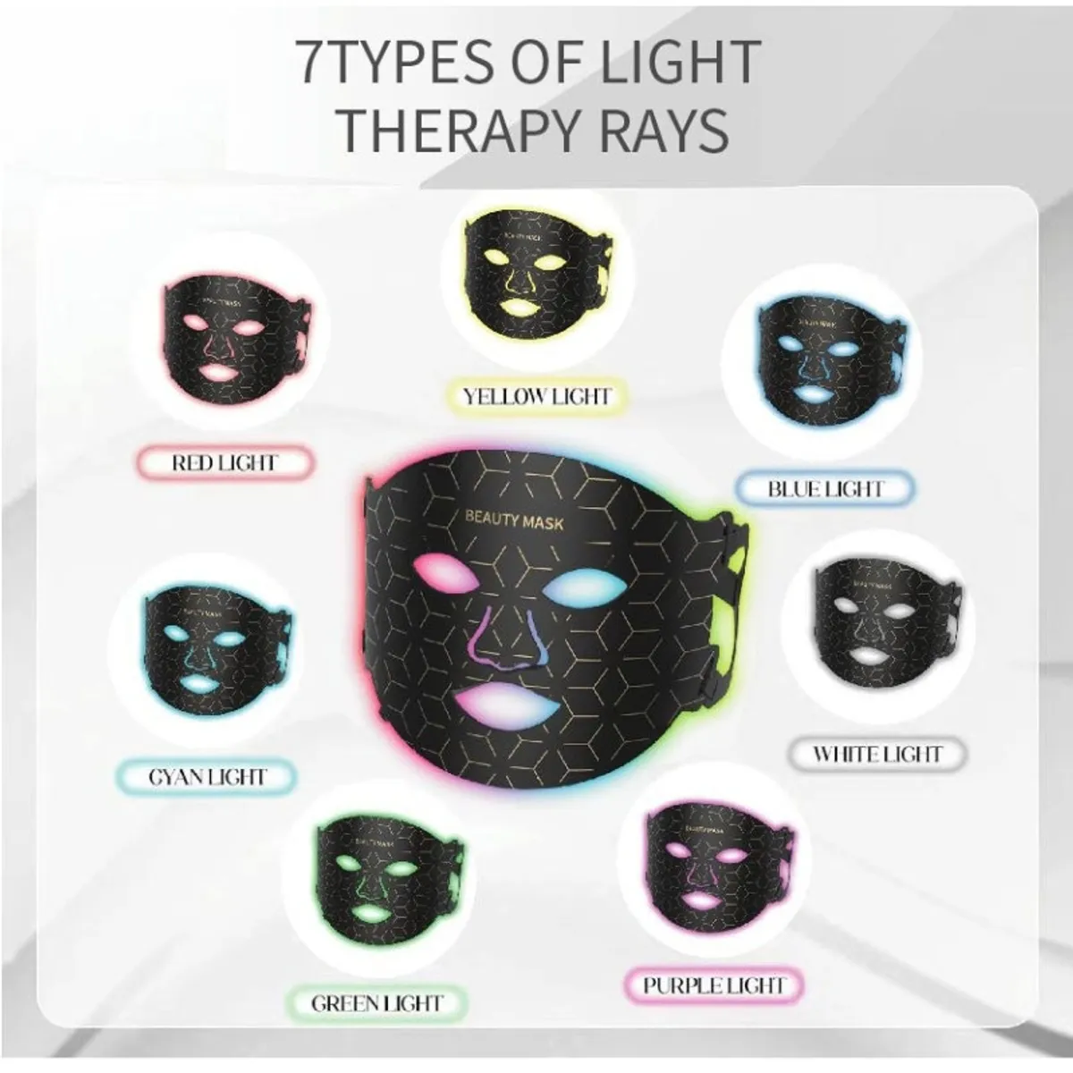 GIOIO - Mascarilla LED de 7 colores fototerapia silicona facial