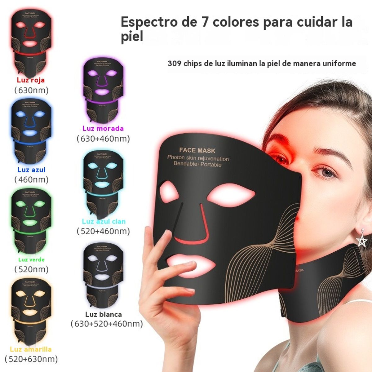GIOIO - Mascarilla silicona LED fotones infrarrojos facial