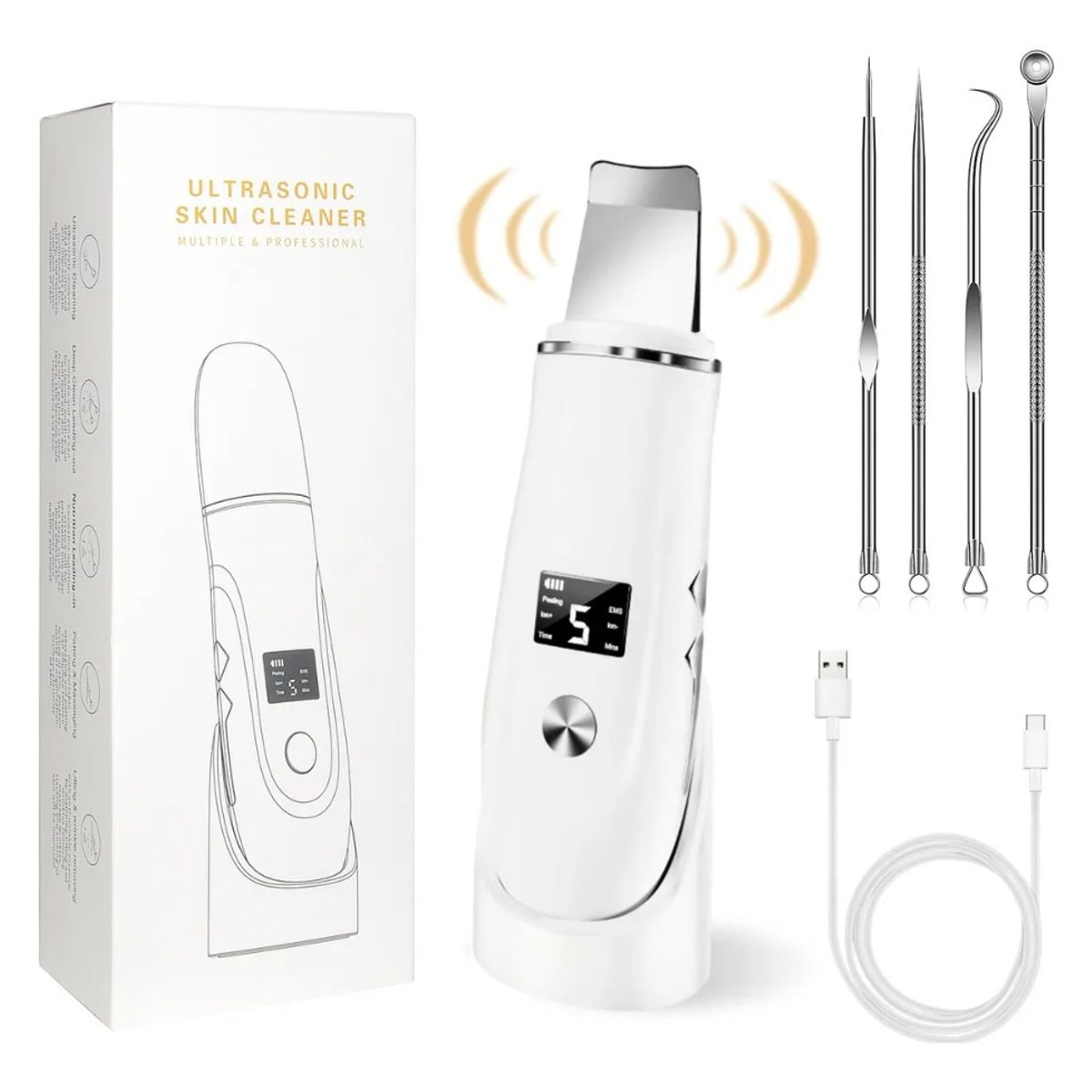 GIOIO - Limpiador Ultrasónico Scrubber Facial Skin Peeling Portatil