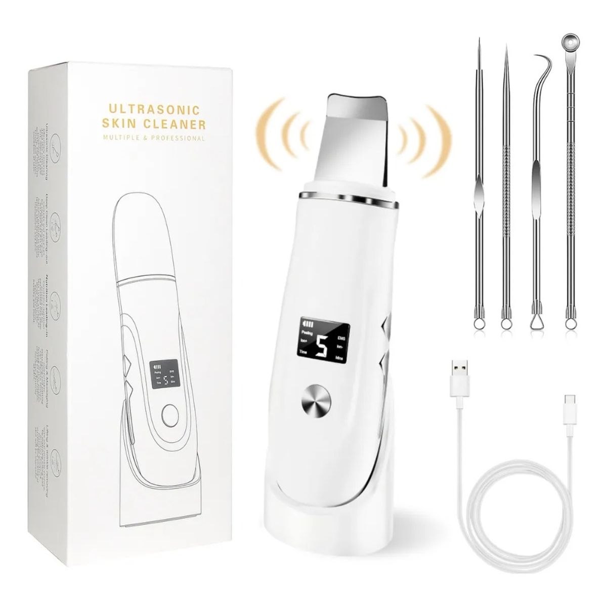 GIOIO - Limpiador Ultrasónico Scrubber Facial Skin Peeling Portatil