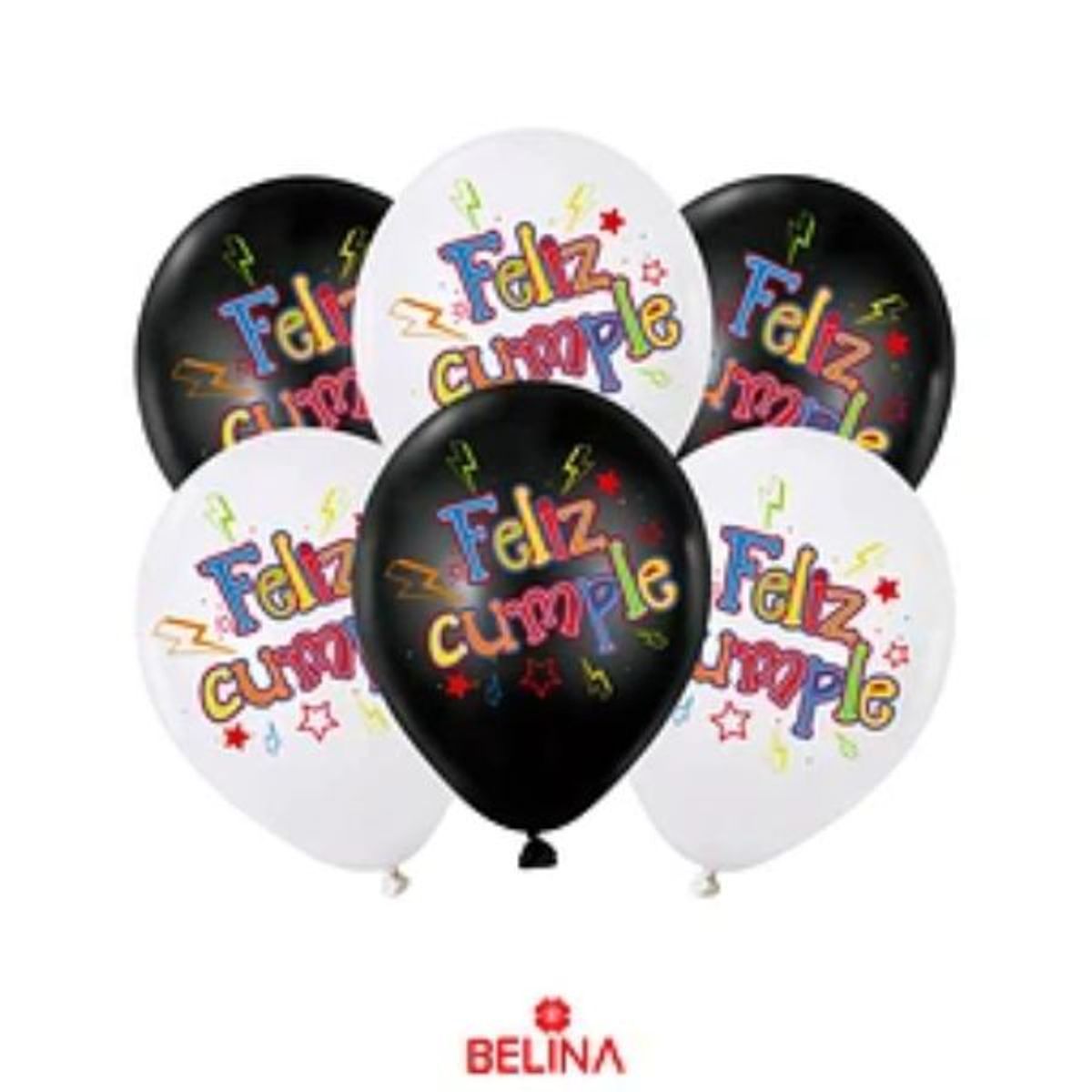 GENERICO - Set de globos de latex Feliz Cumpleaños 6pcs
