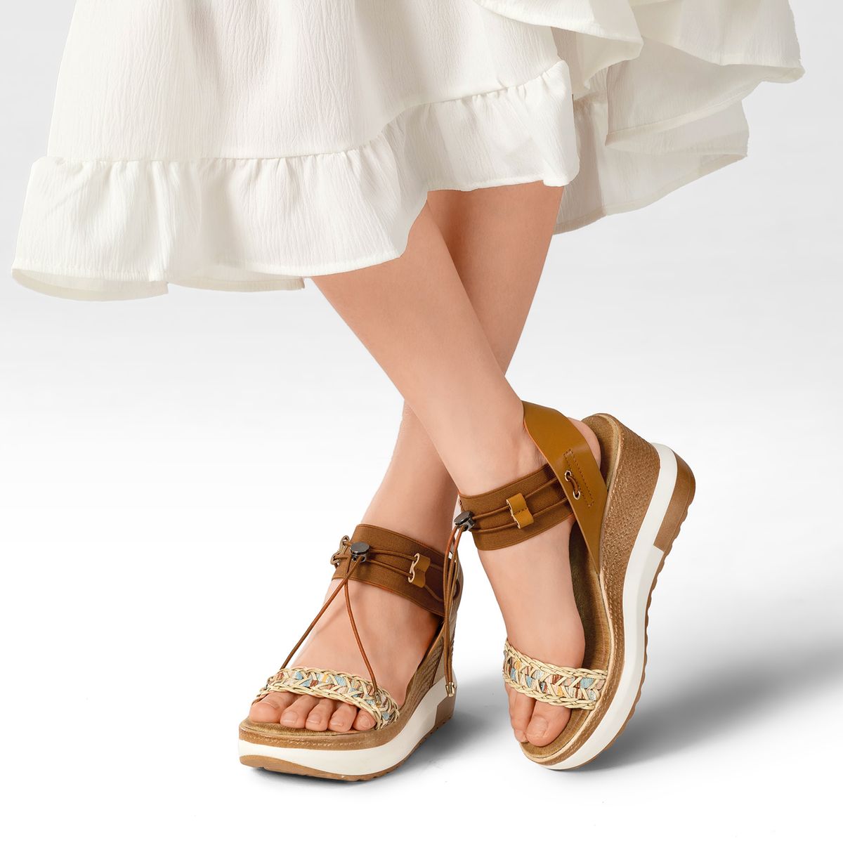 WEIDE - Sandalias Casuales Taco Cu?a Mujer Weide JS02