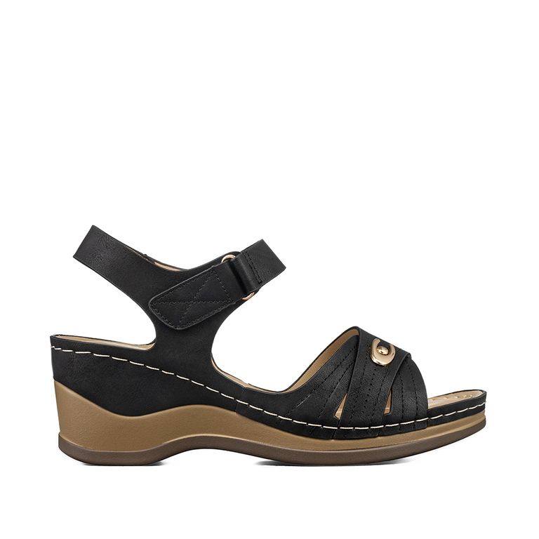 Sandalia Casual Con velcro Taco Cu?a Mujer JS75