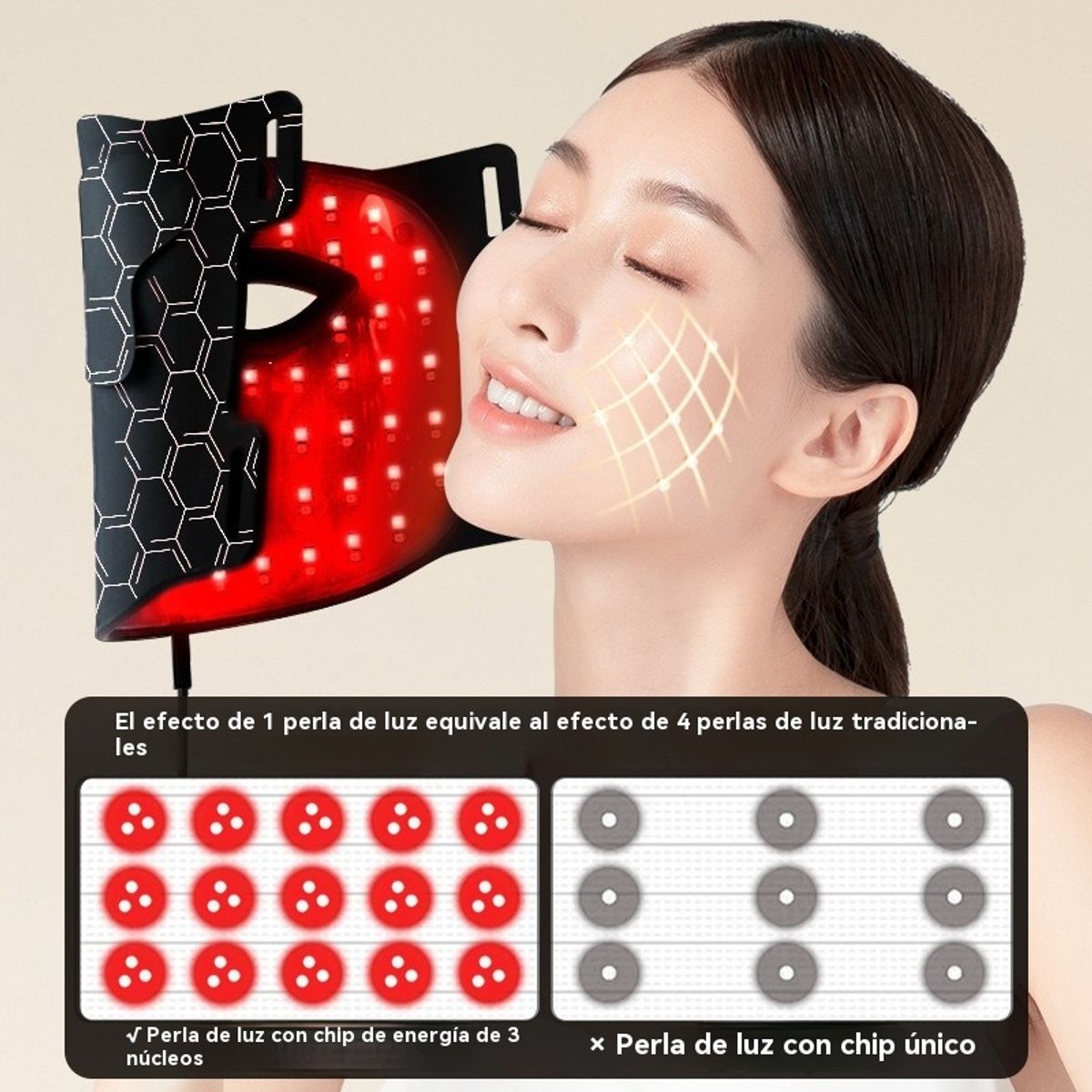 GIOIO - Mascarilla LED infrarroja roja y azul silicona facial