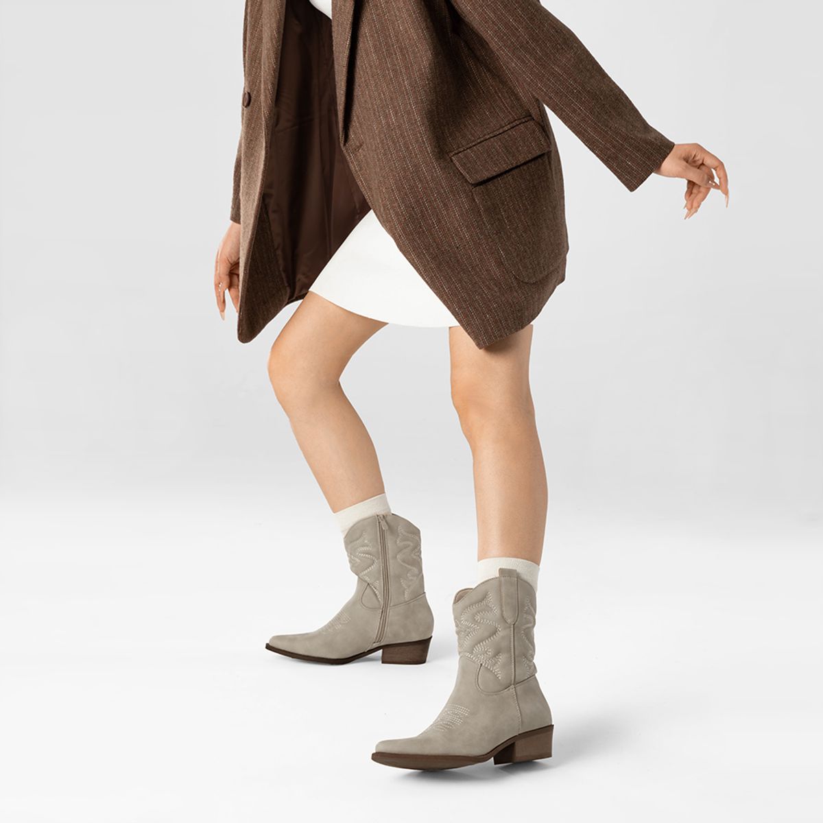 WEIDE - Botin Casual Mujer Moda Vintage Cowboy Bordado Weide QBM20