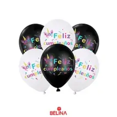 GENERICO - Set de globos de latex Feliz Cumpleaños unicornio 6pcs