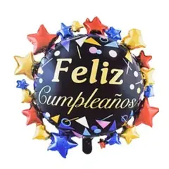 GENERICO - Globo metálico feliz cumpleaños con estrellas 45cm