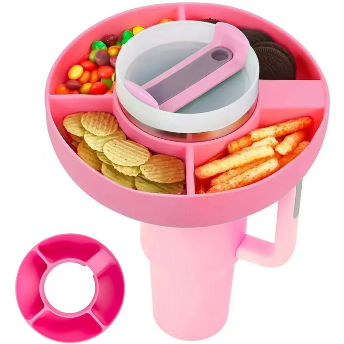 GENERICO - Bowl Snack Silicona Para Vaso Plato Compatible 40oz Rosa