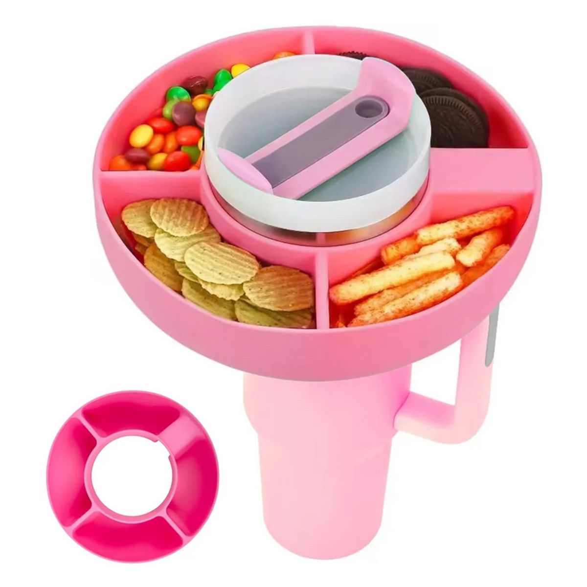GENERICO - Bowl Snack Silicona Para Vaso Plato Compatible 40oz Rosa