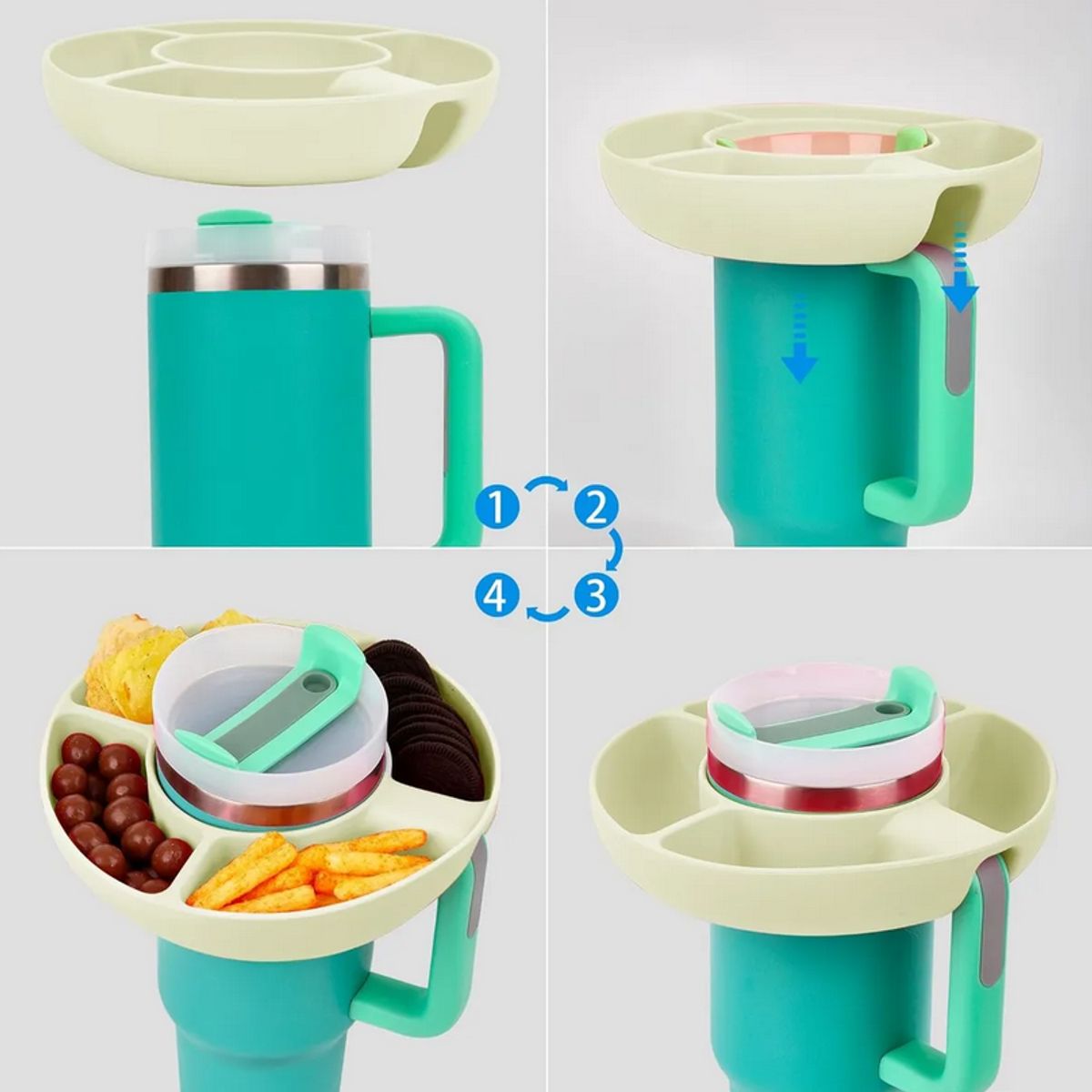 GENERICO - Bowl Snack Silicona Para Vaso Plato Compatible 40oz Rosa