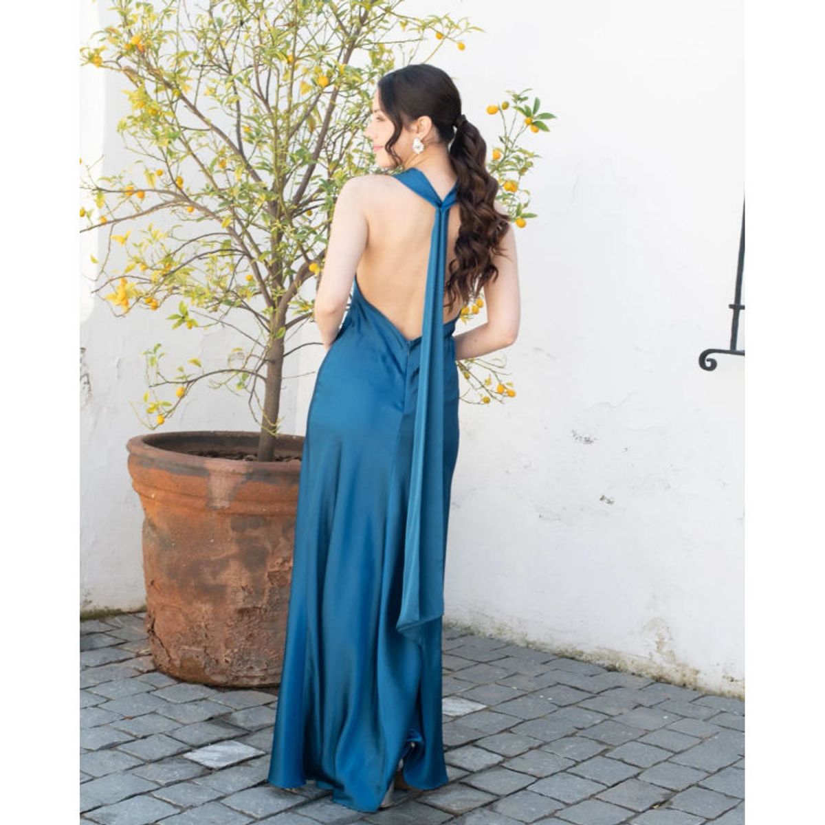 MI PLACARD - Vestido Largo de Fiesta Budapest Turquesa Oscuro