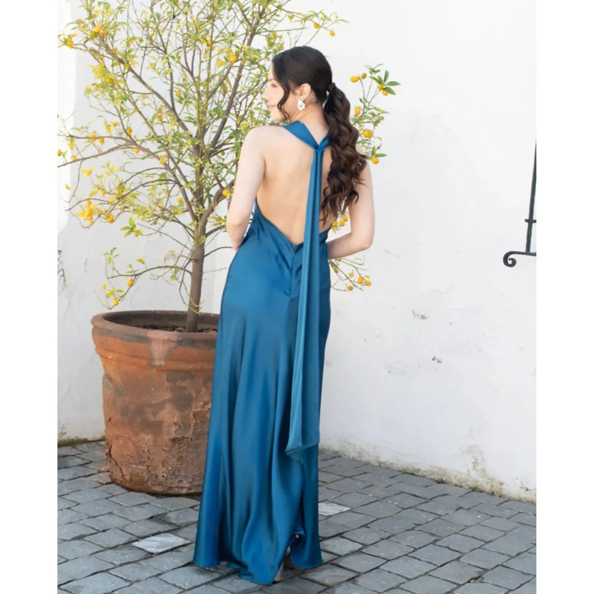 MI PLACARD - Vestido Largo de Fiesta Budapest Turquesa Oscuro