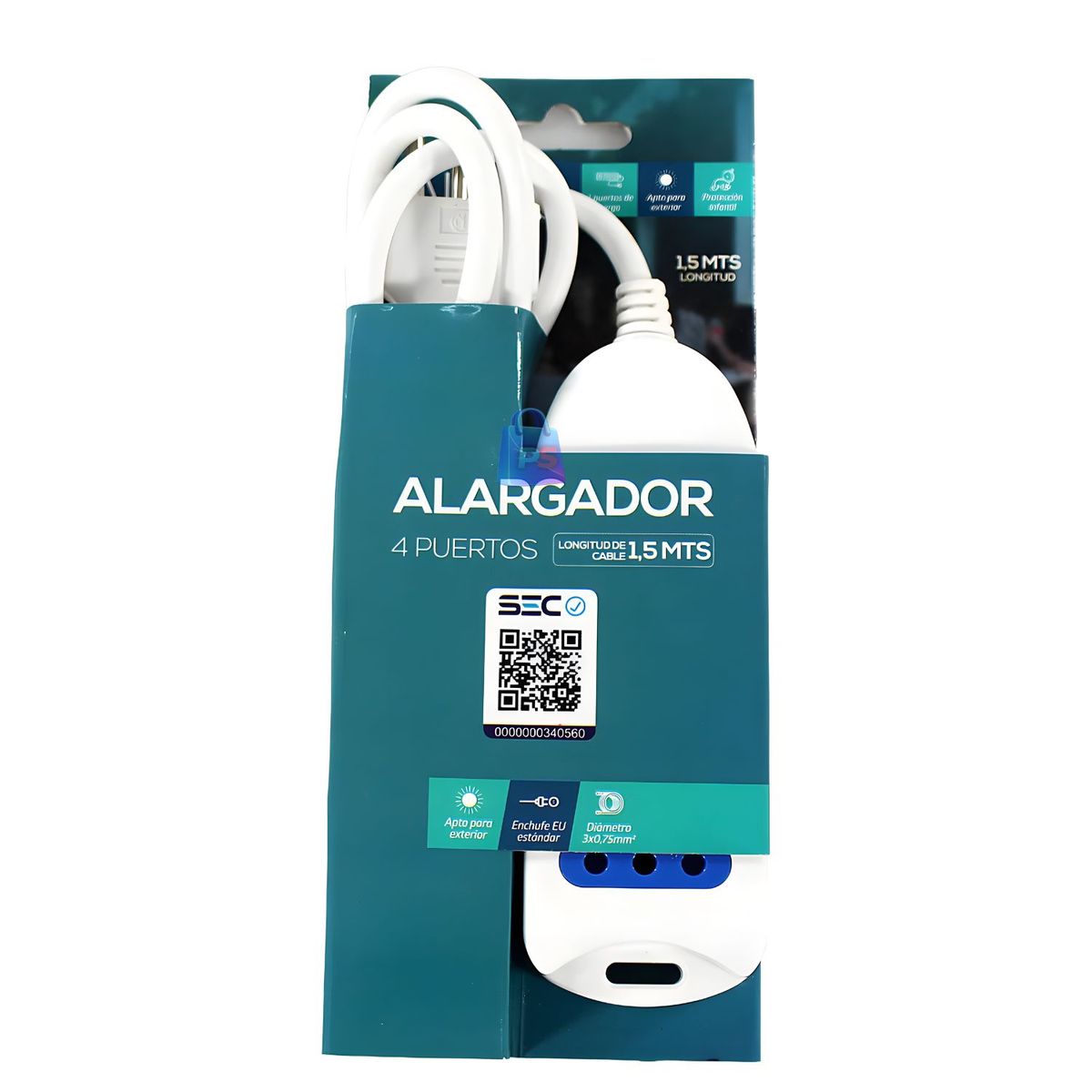 DBLUE - Alargador Electrico 4 Enchufes Certificado SEC Blanco - PS