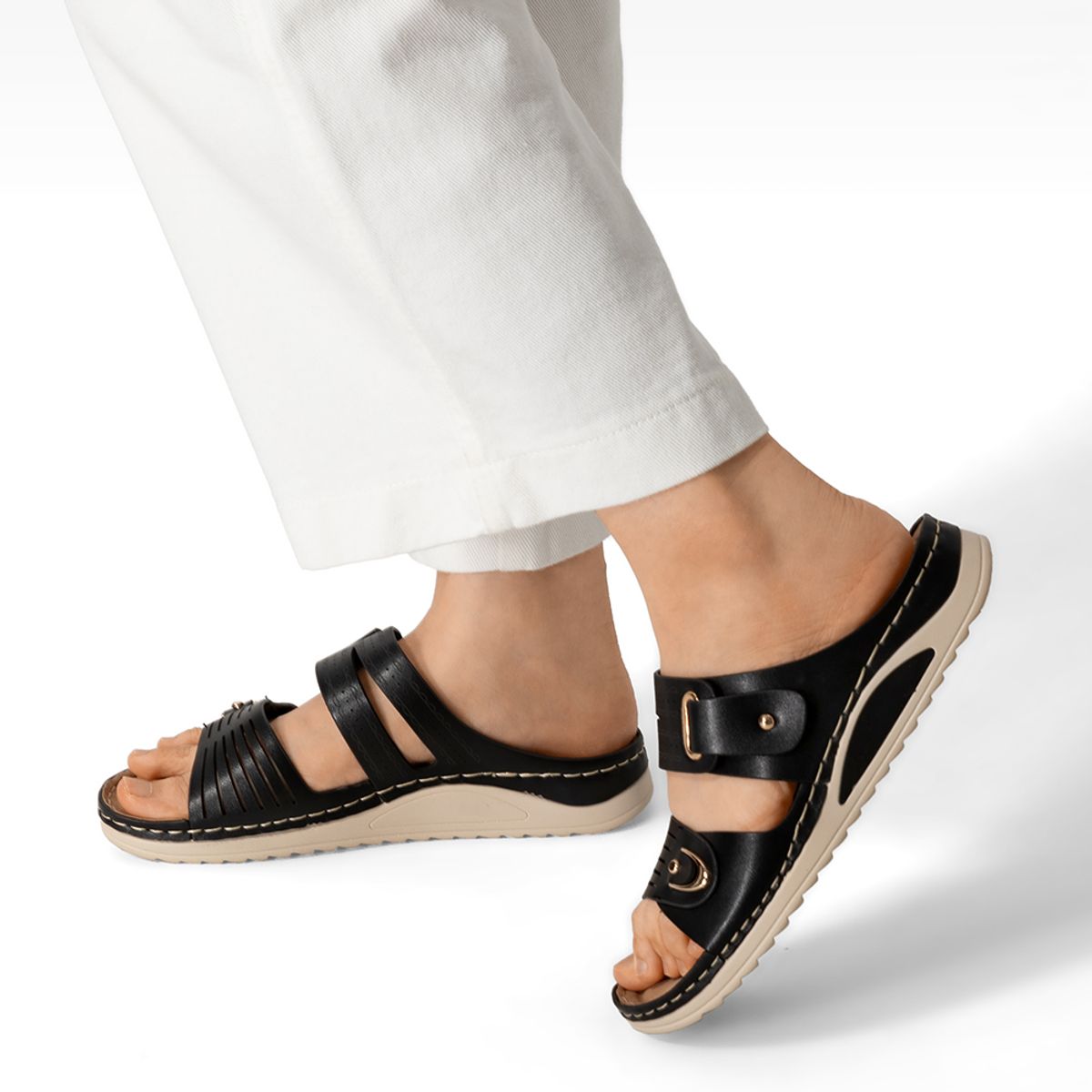 WEIDE - Sandalia Estilo Chala Taco Cu?a Casual Mujer Weide Jn722