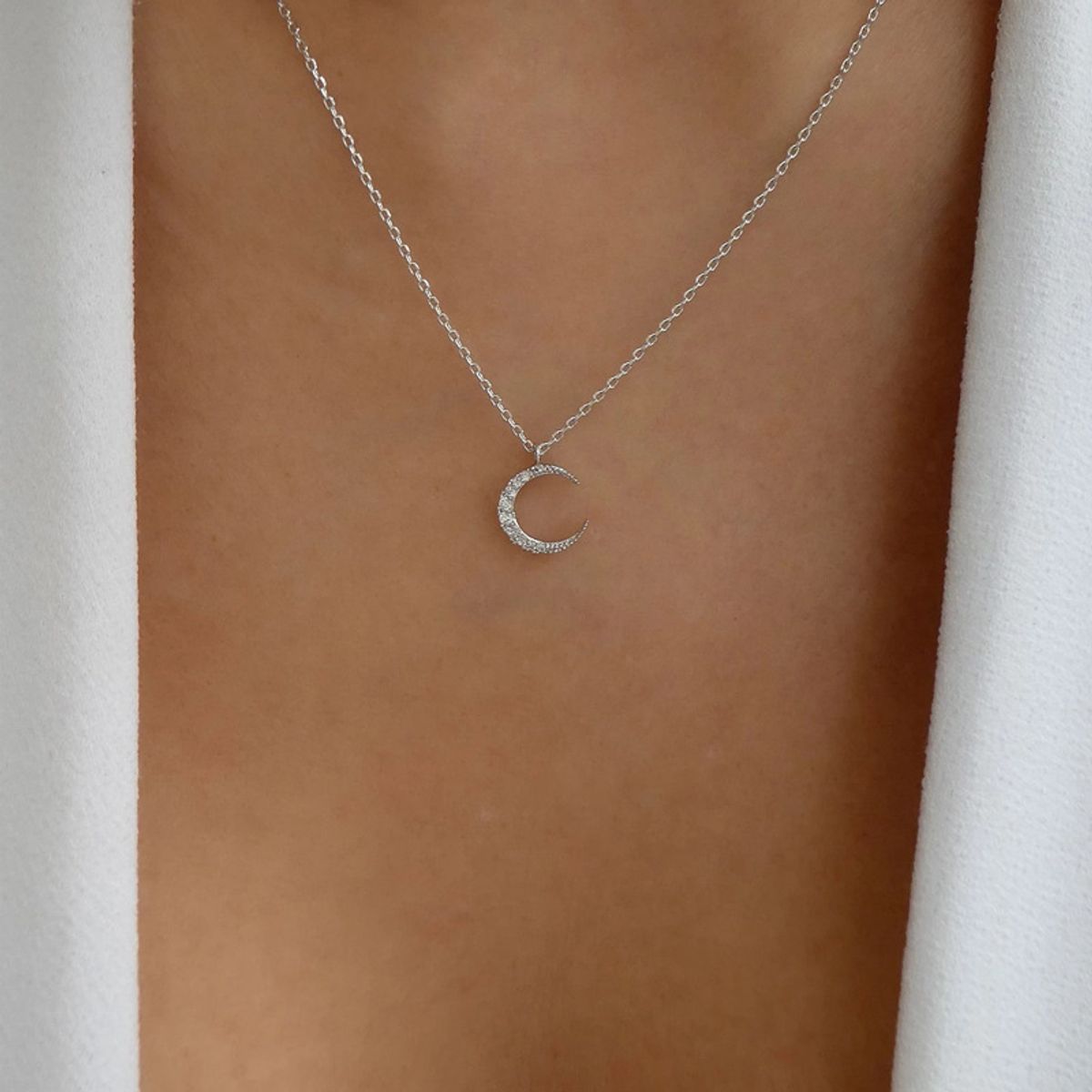 LUX JOYAS - Collar Plata 925 Luna Brillitos