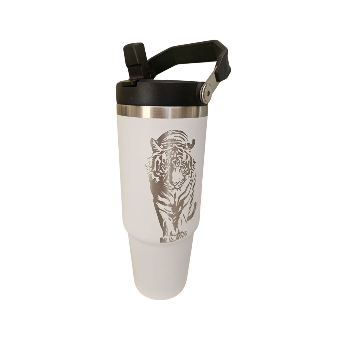 GENERICO - Vaso Térmico Blanco 900ml  Diseño de Tirge grabado en Laser  - Acero Inoxidable