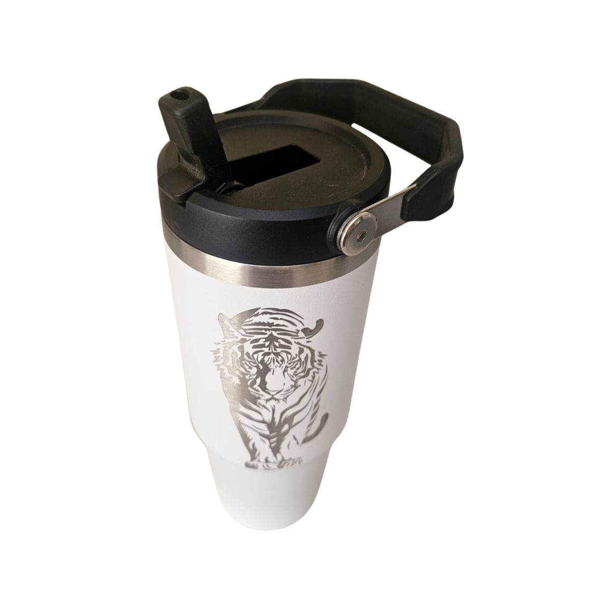 GENERICO - Vaso Térmico Blanco 900ml  Diseño de Tirge grabado en Laser  - Acero Inoxidable