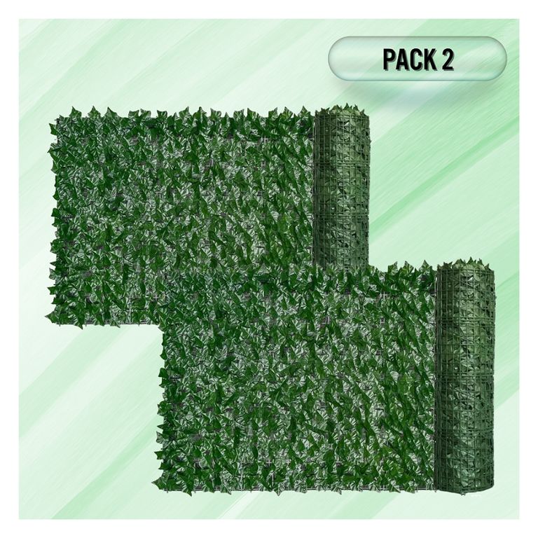 Pack 2 Mallas Cerca De Hojas Planta Enredadera Artificial Jardin 100x300 cm