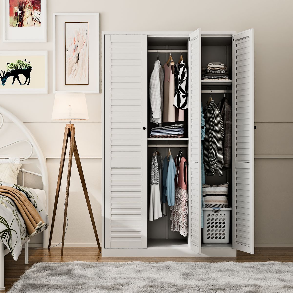 GENERICO - Closet 3 puertas metálico blanco modelo WC-3D / Blanco