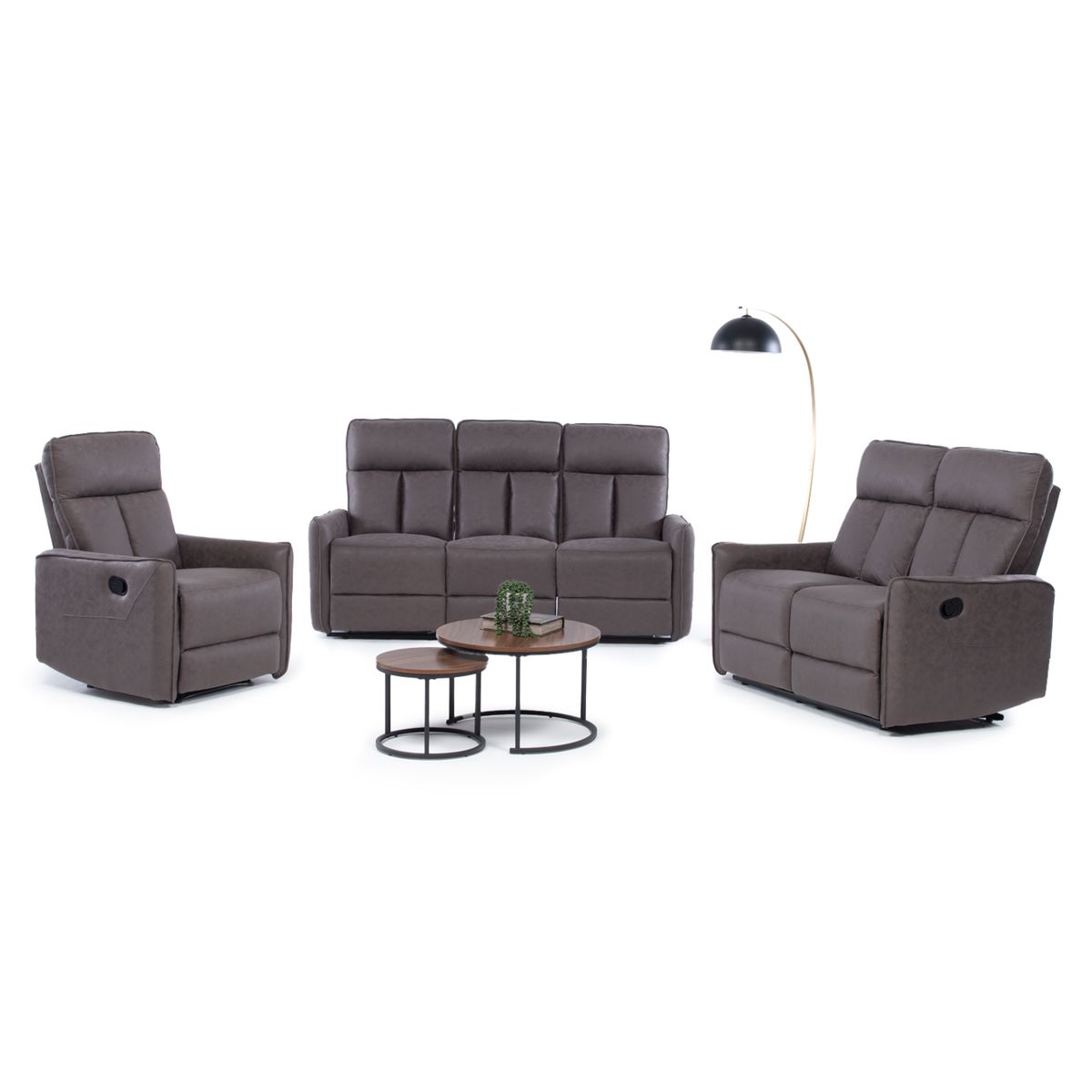 VYS SPA - Juego de Sofás Reclinables Monaco Dark Brown 3-2-1