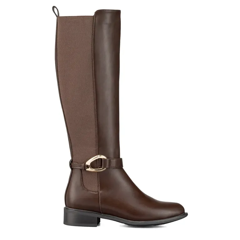 Bota Larga Mujer Casual Eco Cuero Moda Clasico ZS70