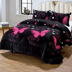 GENERICO - Cobertor De 2 Plazas Plush Liso Con Chiporro + 2 Fundas Almohada - Multicolor - 2 Plazas