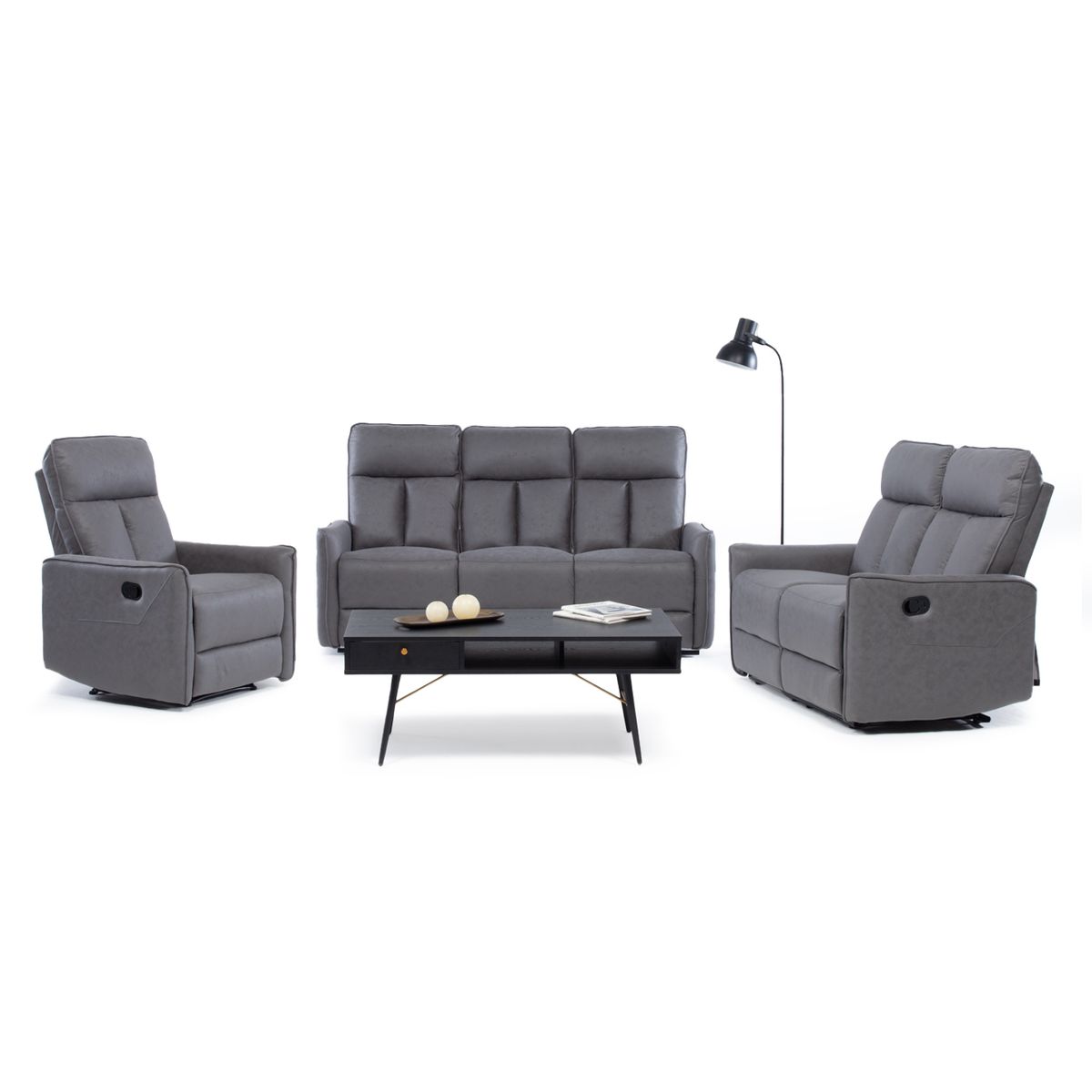 VYS SPA - Juego de Sofás Reclinables Grey 3-2-1