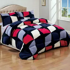 GENERICO - Cobertor De 2 Plazas Plush Liso Con Chiporro + 2 Fundas Almohada - Multicolor - 2 Plazas