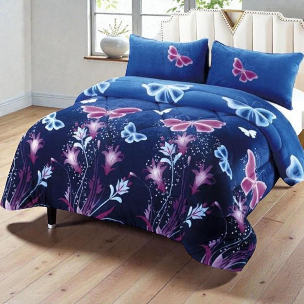 GENERICO - Cobertor De 2 Plazas Plush Liso Con Chiporro + 2 Fundas Almohada - Multicolor - 2 Plazas