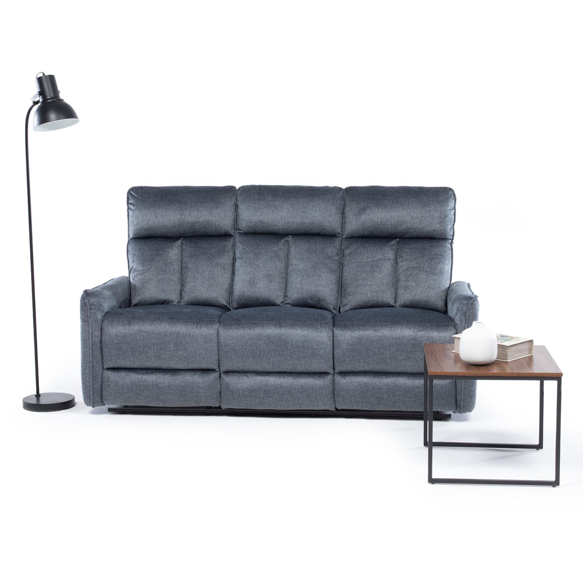 VYS SPA - SILLON RECLINABLE VELVET GREY MONACO CON POSAVASOS