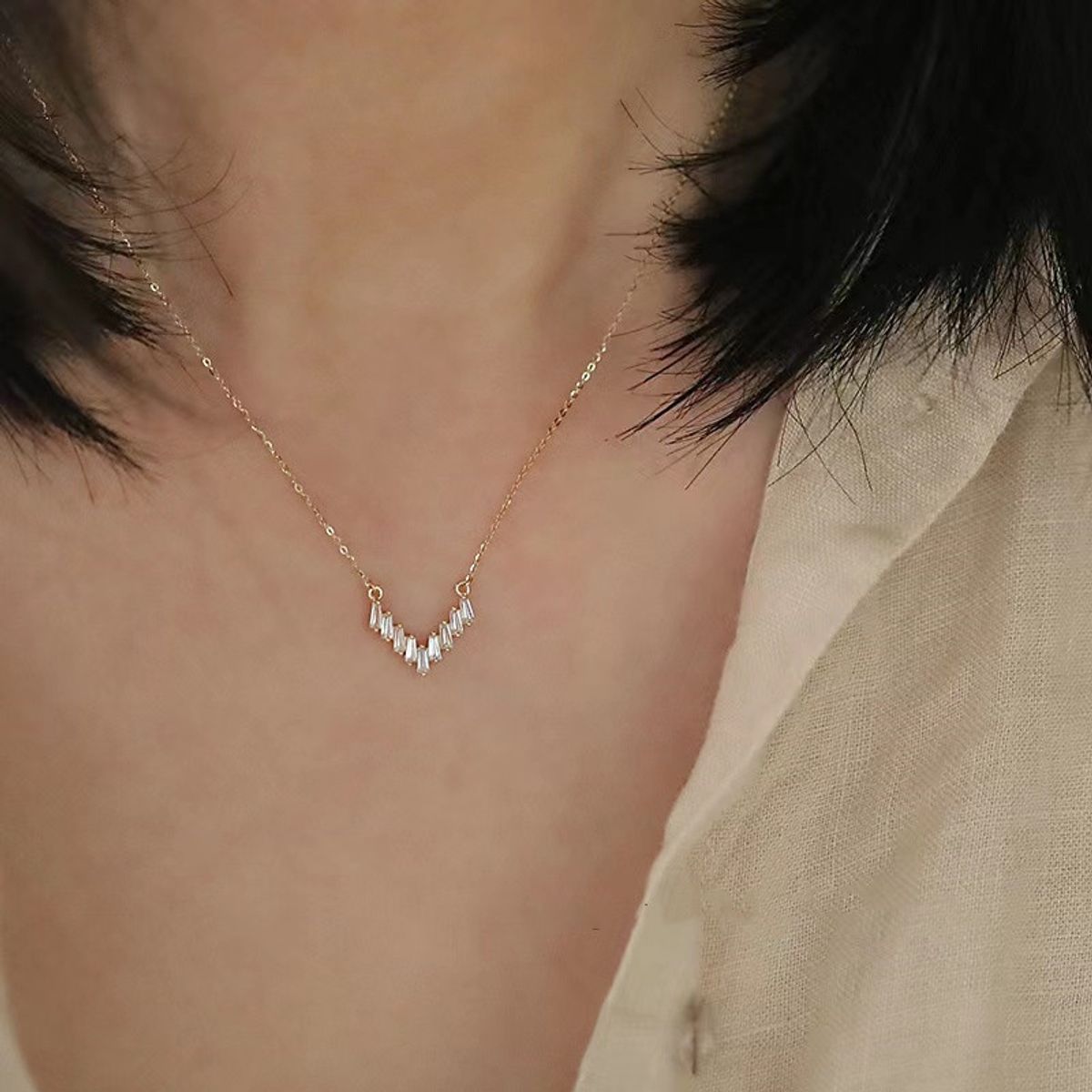 LUX JOYAS - Collar Plata 925 Dis V Brillitos