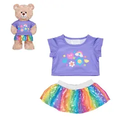 BUILD A BEAR - Set Falda Polera Flores Arcoíris Build-A-Bear
