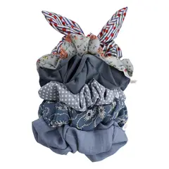 AZALEIA - Pack 6 Colets Mujer Scrunchies Azul