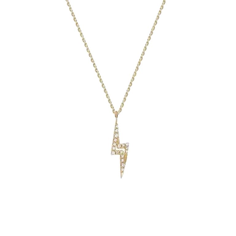Collar Plata 925 Rayo Brillitos Dorado TALLA UNICA