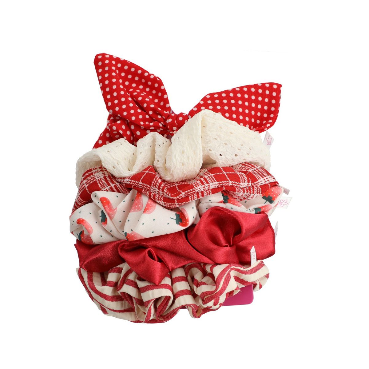 AZALEIA - Pack 6 Colets Mujer Scrunchies Rojo AZALEIA