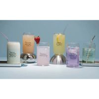 Set de 6 Vasos de Vidrio tipo Lata con Frases