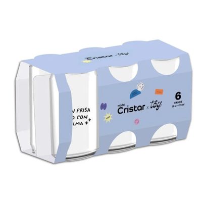 Imagen 2 del producto Set de 6 Vasos de Vidrio tipo Lata con Frases