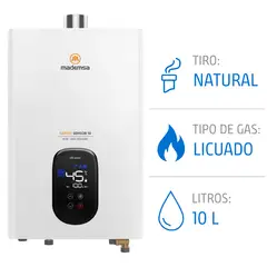 MADEMSA - Calefont Gas Licuado 10 Litros Tiro Natural Essential 10 Eco Blanco