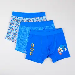 SONIC - Tripack Bóxer Niño Full Print Azul