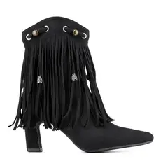 WEIDE - Bota Taco Mujer Casual Estilo Vaquero Flecos DH90