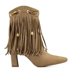 WEIDE - Bota Taco Mujer Casual Estilo Vaquero Flecos DH90