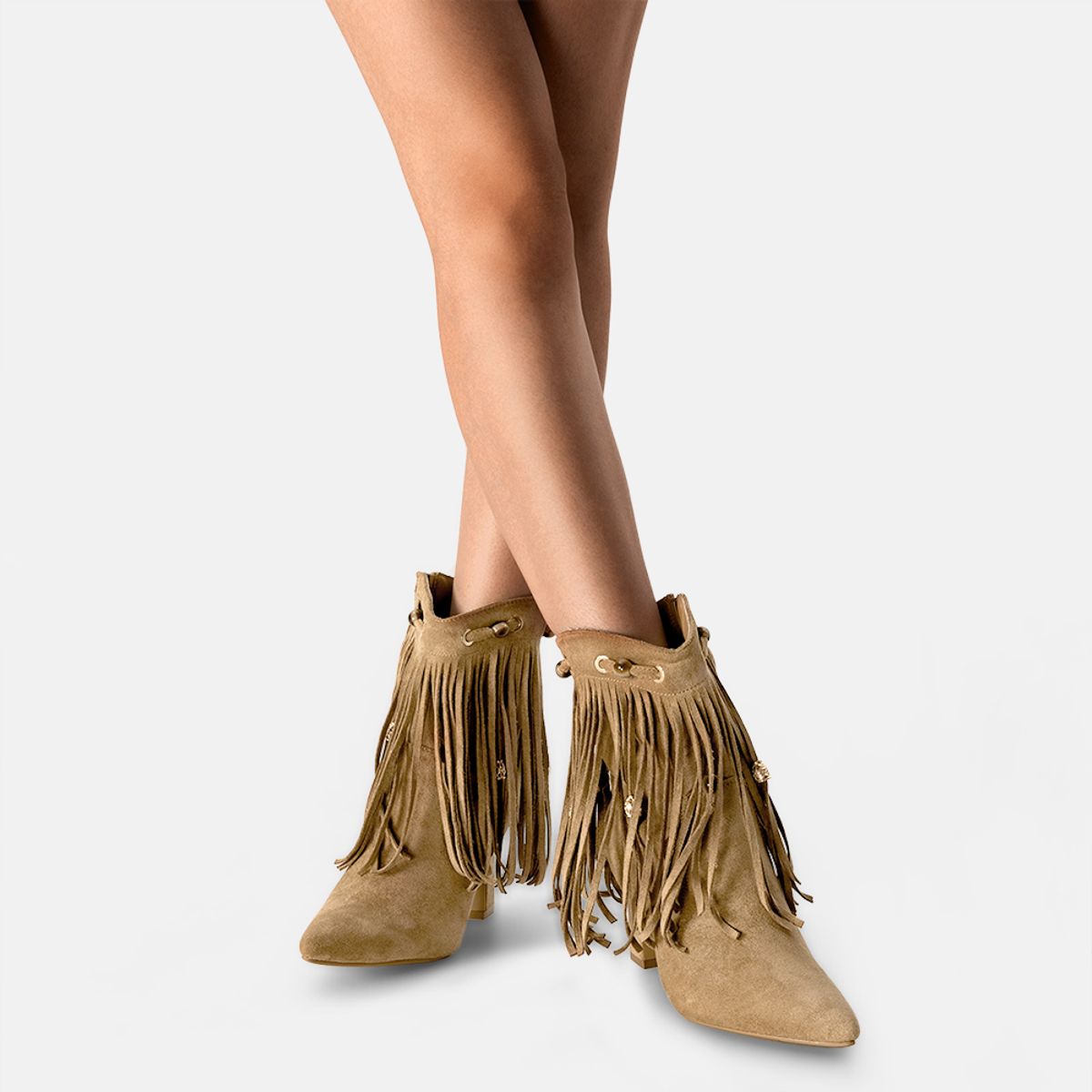 WEIDE - Bota Taco Mujer Casual Estilo Vaquero Flecos Weide DH90