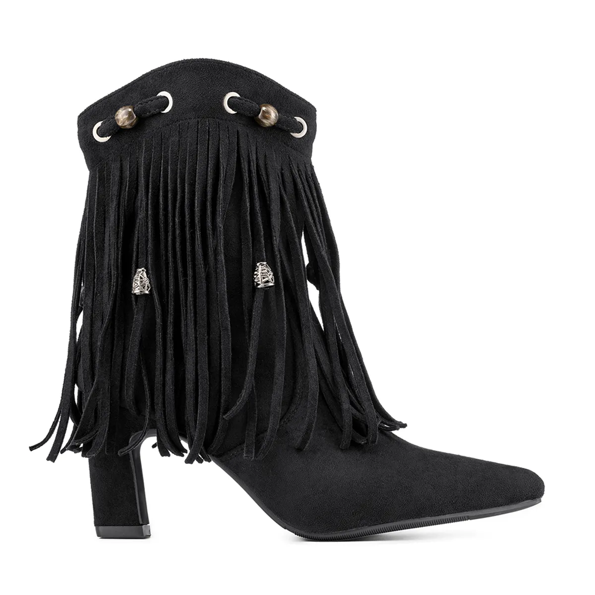 WEIDE - Bota Taco Mujer Casual Estilo Vaquero Flecos Weide DH90