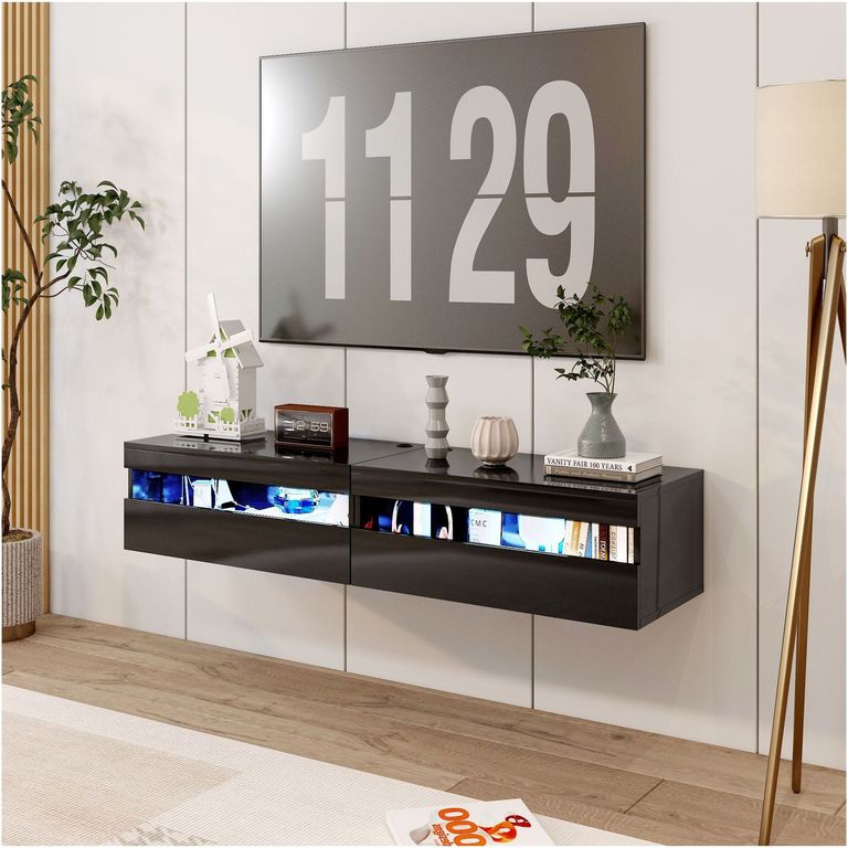 Rack Tv 160x40x30cm Con Luz variable Melamina Alto
