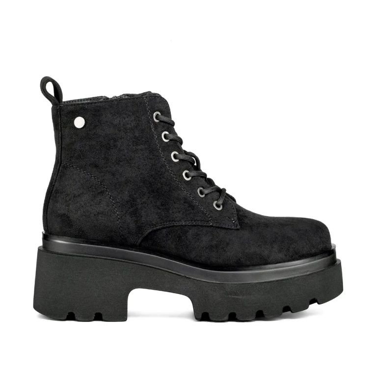 Botín Taco Mujer Negro Casual PU Textil DH31